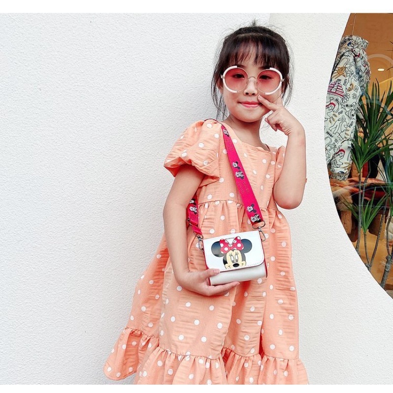 Túi đeo chéo cho bé gái hoạ tiết chuột Micky, vịt Donal xinh xắn dễ thương Xu Xu Kids