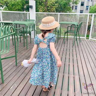 Đầm hoa hở lưng cho bé gái