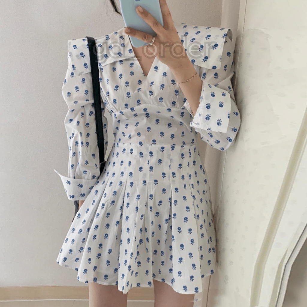 [CÓ SẴN] D6|Đầm thiết kế mùa hè hoa nhí xếp ly hàn quốc thanh lịch đi biển, du lịch gd_order