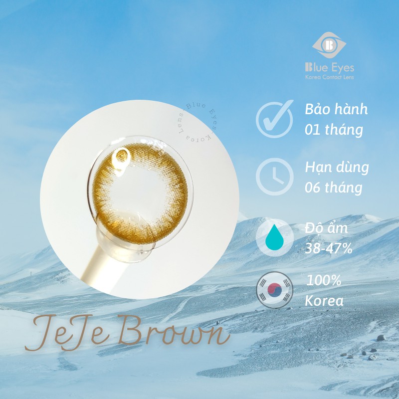 Kính áp tròng Blue Eyes - JEJE BROWN - Lens cận màu nâu vàng ánh kim - nhập khẩu chính hãng Hàn Quốc