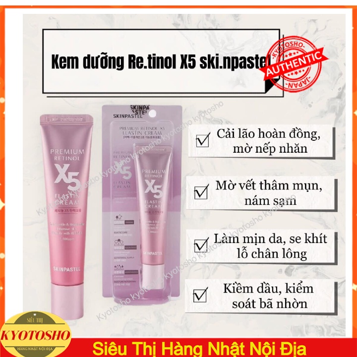 Kem Trẻ Hoá Da Retinol X5 Elastin 0,1% Cream Skinpastel 30ml - Premium Peptide Hàn Quốc Dưỡng Chống Lão Hóa,Chống Nhăn