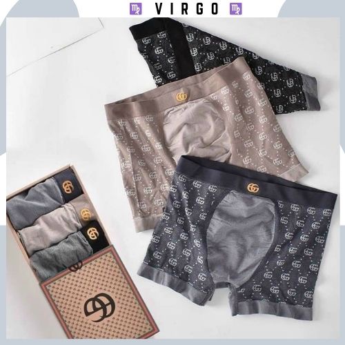 Quần lót đùi nam,Quần sịp đùi nam cao cấp GC combo hộp 3 chiếc 95% cotton co dãn 4 chiều freesize 48-78kg