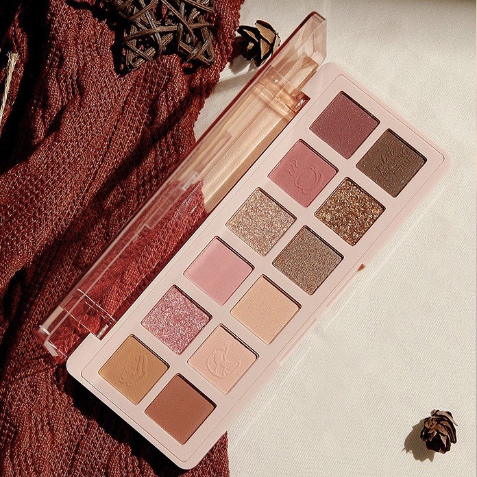 Bảng mắt trà chiều 12 màu KISS BEAUTY tông cam đào hồng đất Enjoy Tea Time Eyeshadow Palette xinh xắn hot trend KISS11