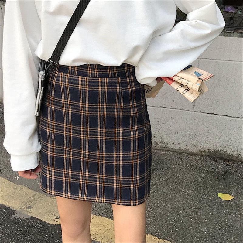 Chân Váy Chữ A Lưng Cao Phối Sọc Caro Xinh Xắn Thời Trang Cho Nữ | BigBuy360 - bigbuy360.vn