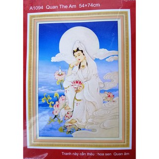Tranh thêu Phật quan âm tự tại A1094