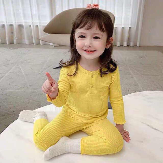 Đồ bộ cho bé dài tay AM833 - đồ bộ bé trai và đồ bộ bé gái vải thun cotton tăm TTR68