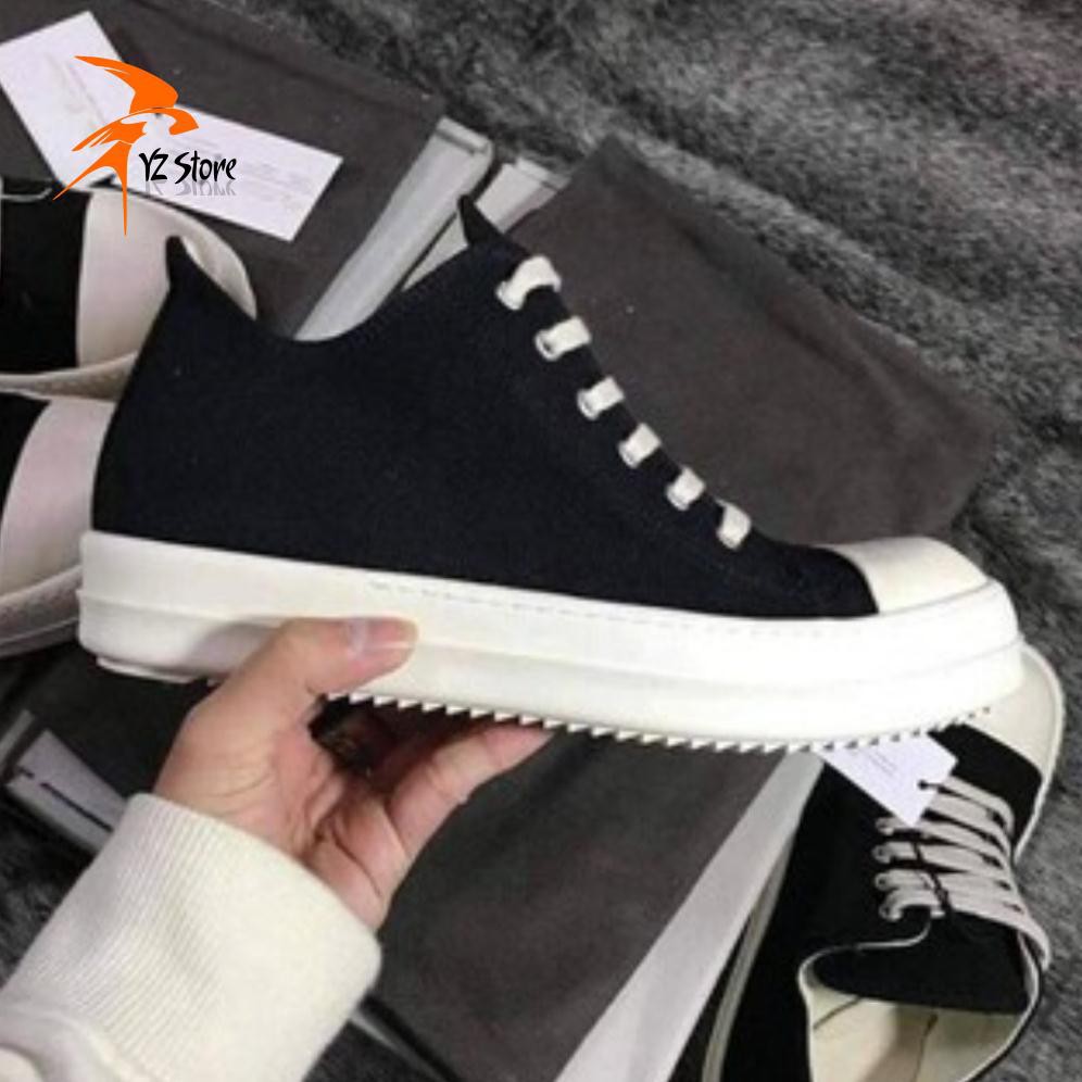 Giày Thể Thao Nữ - Giày Sneaker RickOwen Nam Nữ Buộc Dây Cổ Thấp Đế Thơm Vani