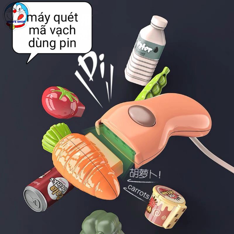Đồ chơi máy tính tiền siêu thị màn hình hiển thị số có micro, có âm thanh