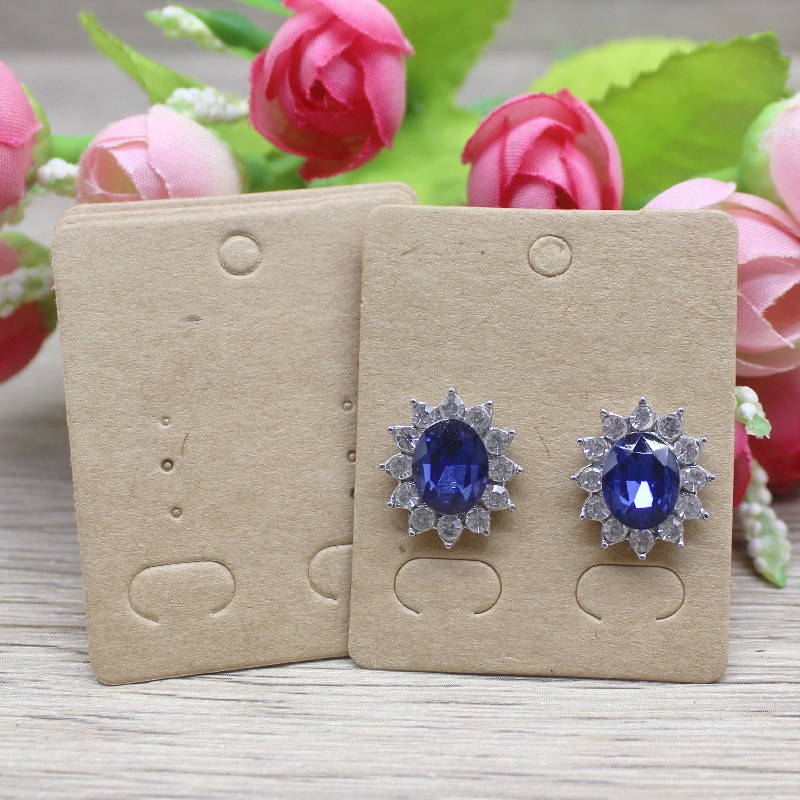 Set 50 thẻ giấy trắng 5X4cm trưng bày khuyên tai/Vòng cổ