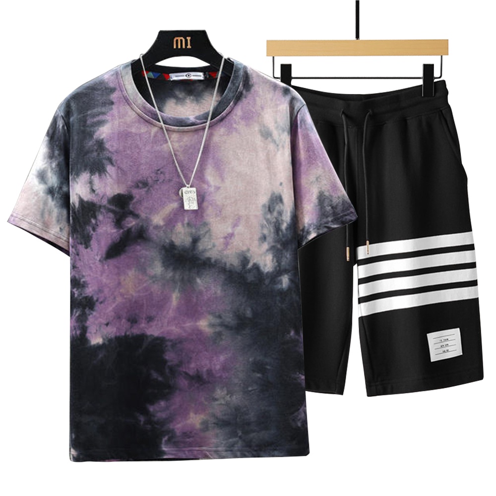 Combo Bộ Quần Áo Thun Nam Mùa Hè Loang Màu Trend 2023 GHEP TOP 178 + SHORT 16 B