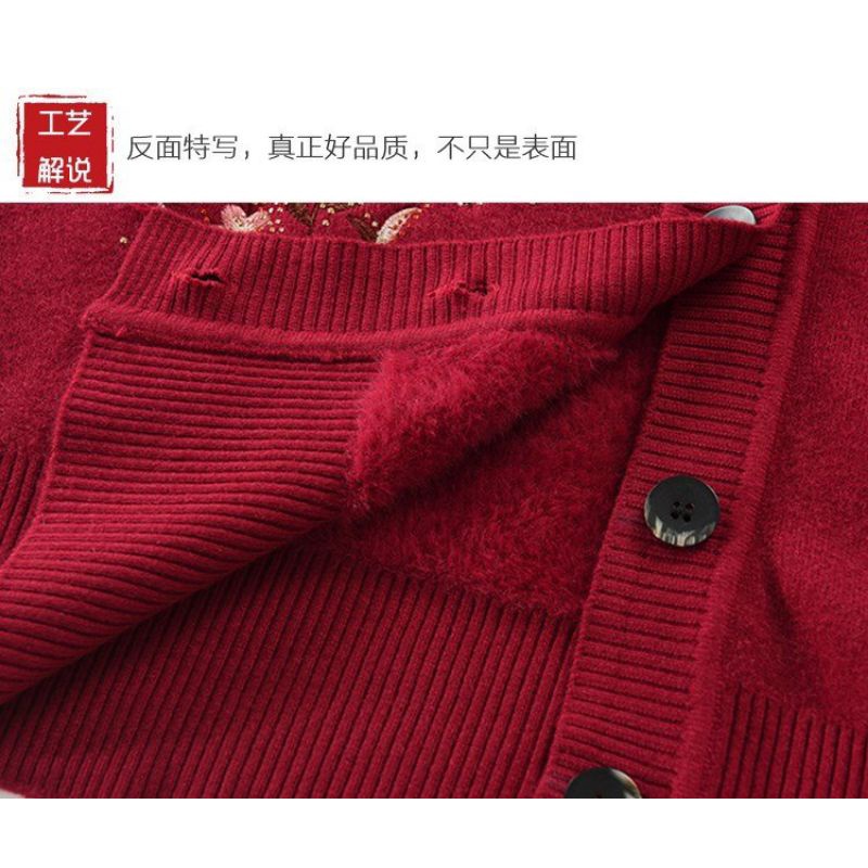 Áo Len Cartigan Cài Cúc Thêu Hoa