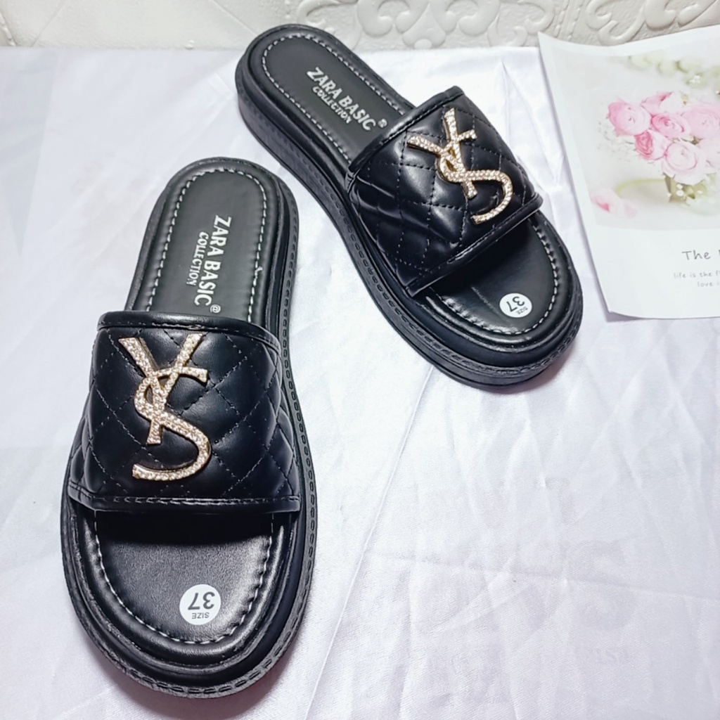 Dép bánh mì quai ngang bản rộng chữ YS đế cao tôn dáng phong cách hàn quốc ulzzang mã DYS MINHTUYETSHOES