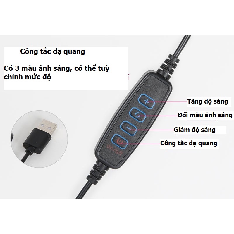 Đèn Led Live Stream 26 cm , Make Up Trang Điểm, Chụp ảnh sản phẩm, 3 chế độ sáng( không bao gồm chân)
