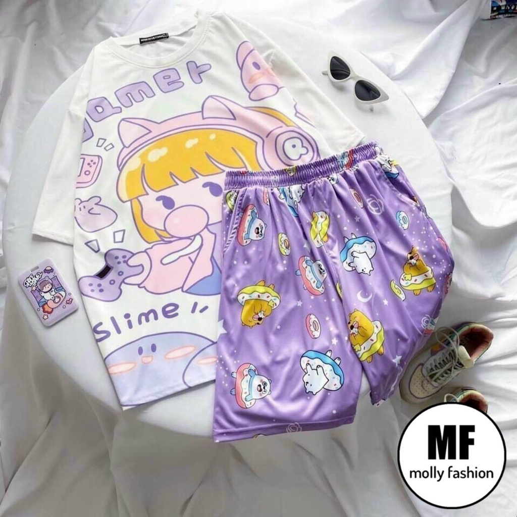 Set đồ bộ hoạt hình ❤️ Bộ mặc nhà Cartoon GAMER form rộng Freesize Molly Fashion