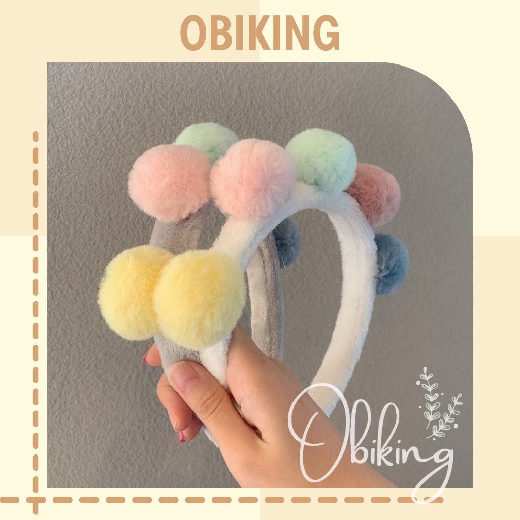 Băng đô bờm tóc 5 cục bông siêu xinh phong cách Hàn Quốc