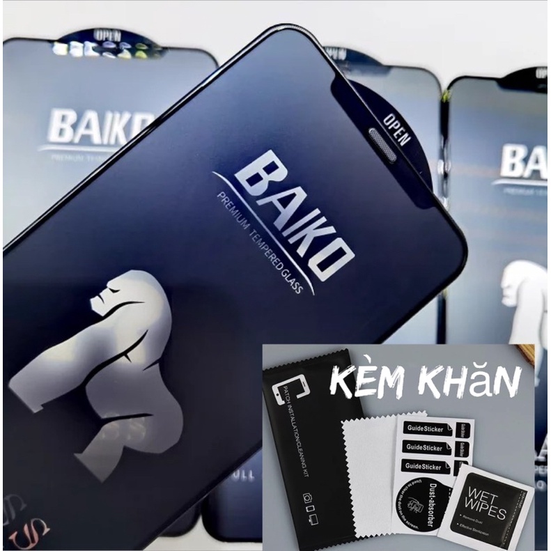 Cường lực kèm màng loa chống bám bụi bo sát viền siêu mỏng Baiko Kingkong có khăn lau cho Iphone