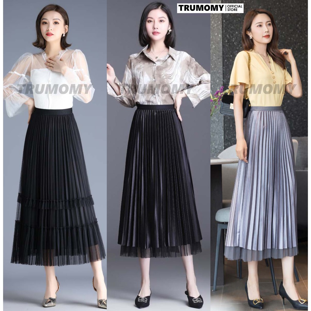 [Mặc 2 mặt] Chân váy xếp ly dáng A xòe dài midi 2 tầng mặc được 2 kiểu ren lụa Quảng Châu - Trumomy | BigBuy360 - bigbuy360.vn