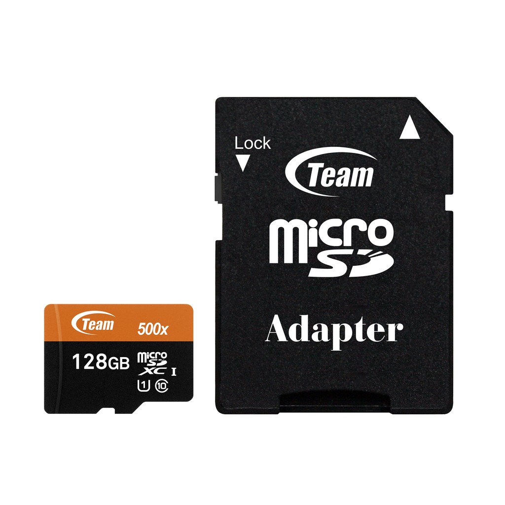 Thẻ nhớ microSDXC Team 128GB 500x upto 80MB/s C10 UHS-I kèm Adapter (Cam) tặng đèn LED - Hãng phân phối chính thức