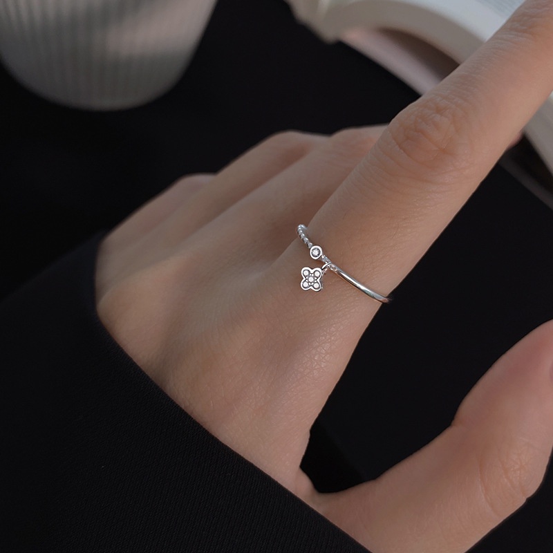 Nhẫn Đeo Ngón Trỏ Bốn Lá Nhẹ Nhàng Đơn Giản Tinh Tế Phiên Bản Hàn Quốc Mori Cao Cấp Cho Nữ