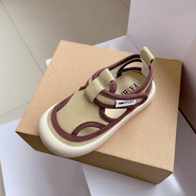 [Hàng Mới Về] Giày Canvas Đi Trong Nhà Một Bước Vải Canvas Đục Lỗ Đơn Giản Dễ Phối Đồ Phong Cách Hàn Quốc Cho Trẻ Mẫu Giáo Bé Trai Bé Gái Sho