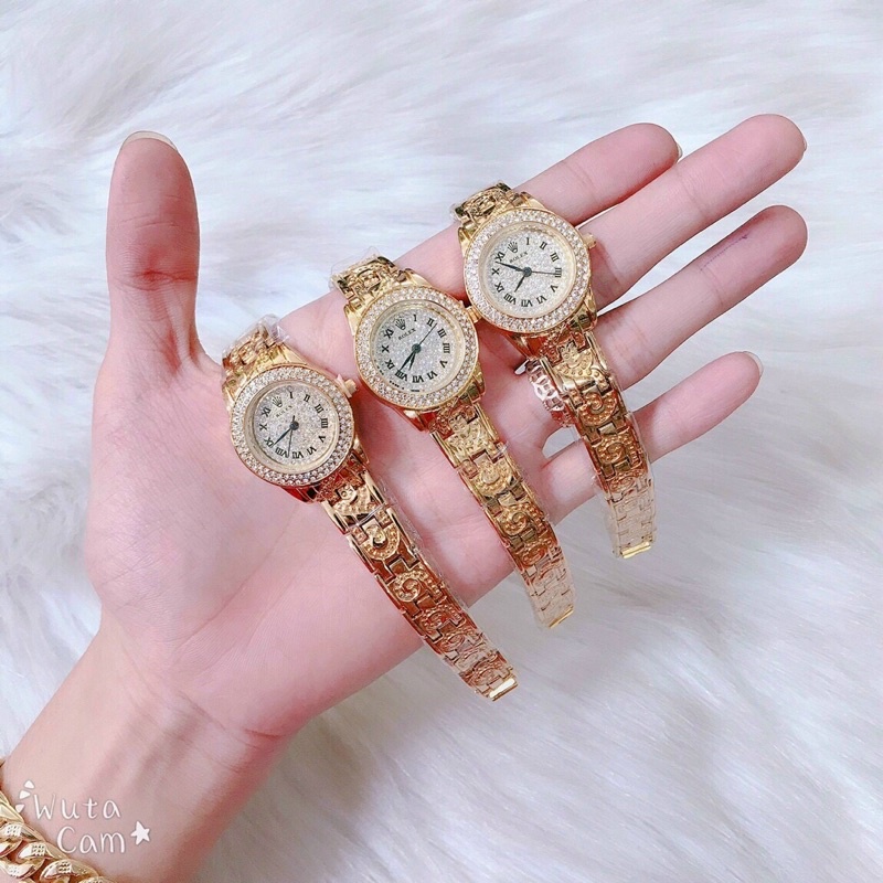 Đồng Hồ Nữ Rolex - Đính Đá Sang Trọng - Dây Kim Loại Cao Cấp - Mạ Vàng
