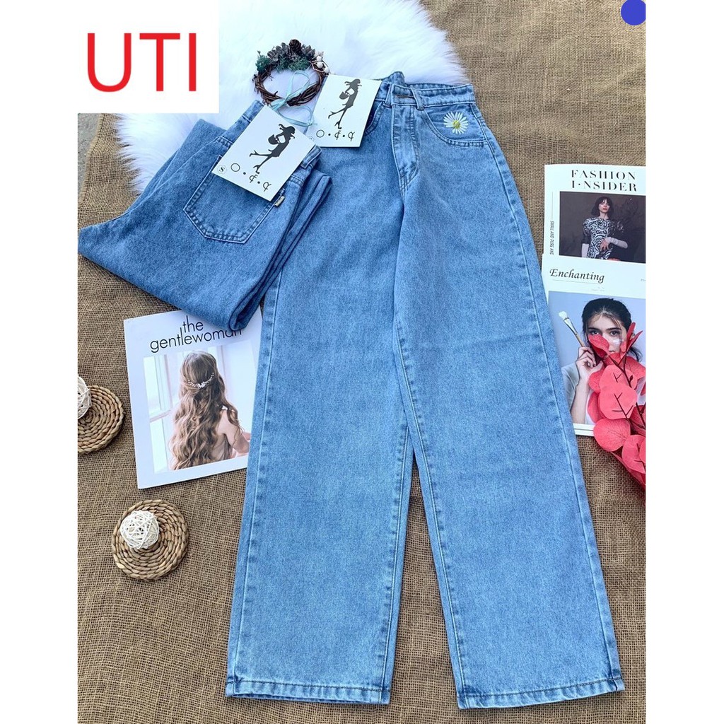 [ FREESHIP ] QUẦN JEAN ỐNG RỘNG NỮ HOA CÚC FORM DÀI RỘNG ĐỦ MÀU XANH ĐẬM NHẠT LAI CUỐN SIÊU XỊN SÒ CỰC ĐẲNG CẤP UTI