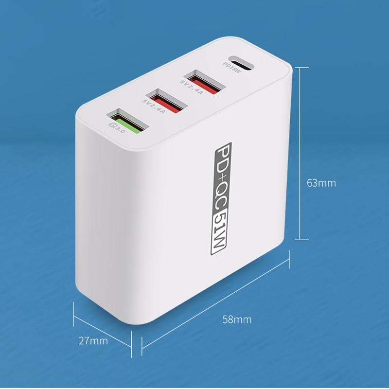 Củ Sạc Nhanh 3.0 Pd Qc 4 Cổng Usb 51w