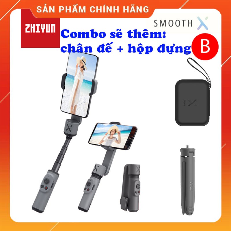 Gimbal chống rung Zhiyun Smooth X Chống rung cho điện thoại kết hợp gậy tự sướng,gậy selfie(HÀNG CHÍNH HÃNG BẢO HÀNH)