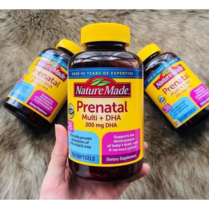 Viên Uống BÀ BẦU Nature Made – Prenatal Multi +DHA 150 Viên- bổ sung vitamin tổng hợp cho phụ nữ mang thai