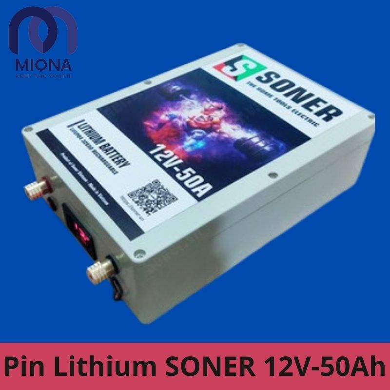 Pin Sạc SONER Lithium 12V - 50Ah, Tặng kèm máy sạc Pin Soner, Miona Store