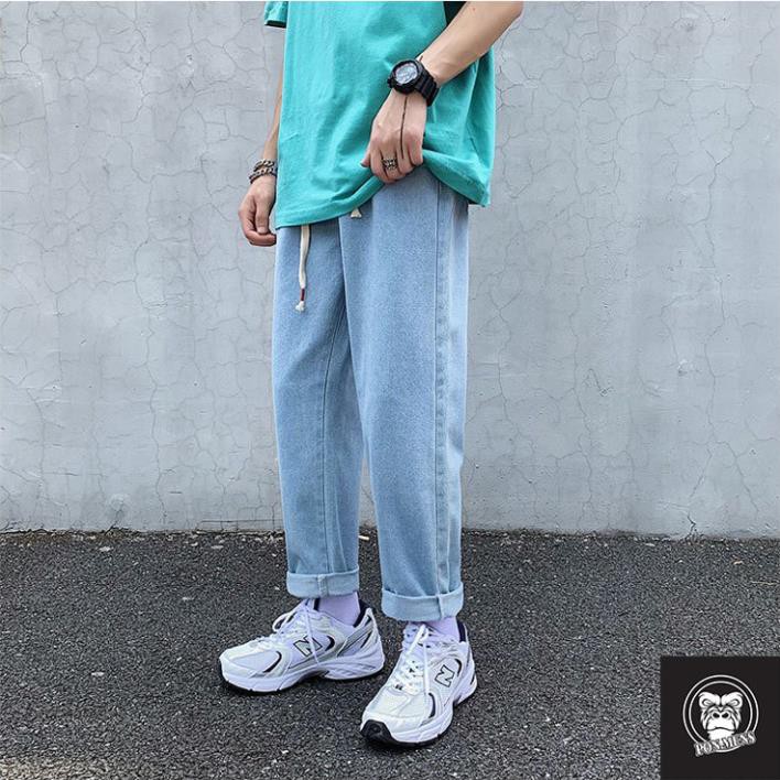 Quần jean baggy nam nữ ống suông rộng lưng chun 2020 | BigBuy360 - bigbuy360.vn