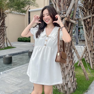 Đầm RINNA - Đầm babydoll cổ phối bèo