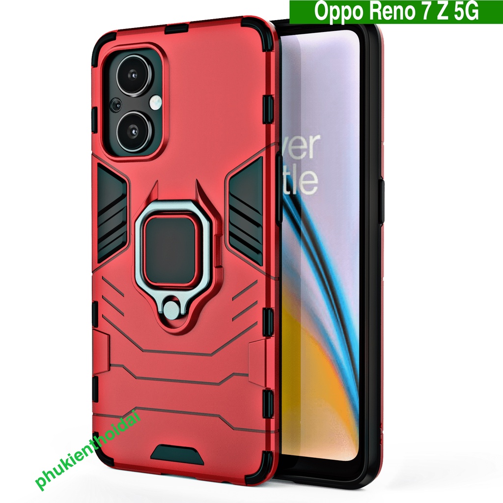 Ốp lưng Oppo Reno 7 Z 5G Iron Man Iring chống sốc giá đỡ xem phim kiêm nhẫn hút ô tô