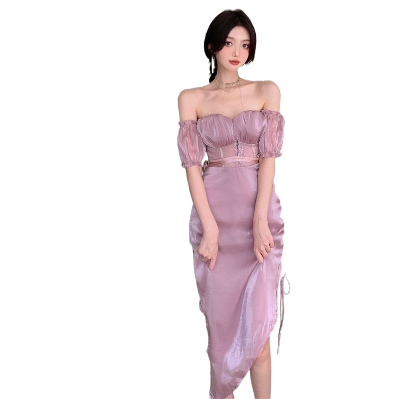 Đầm Trễ Vai Tay Phồng Thời Trang Mùa Hè Pháp Quyến Rũ Cho Nữ