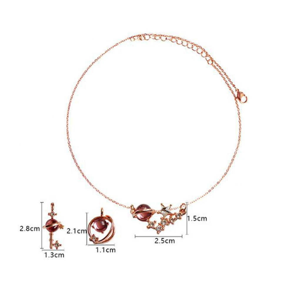 vòng cổ Mặt Hành Tinh Đính Đá Đỏ Thanh Lịch Cho Nữ