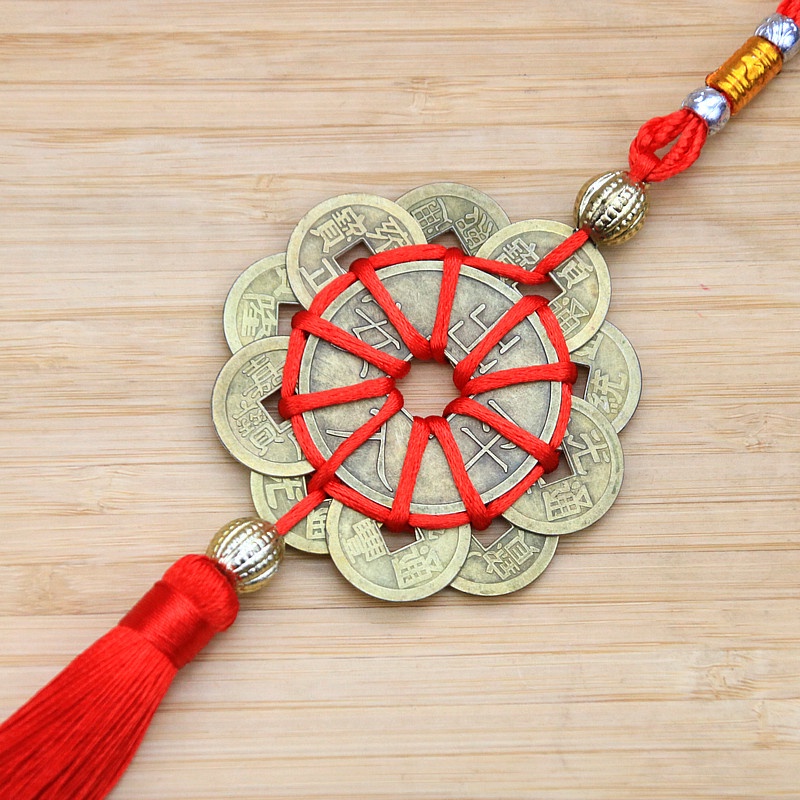 (HCM) Dây Xu Hoa Mai 10 Xu Phong Thủy EBI Treo Ô Tô, Xe Tải, Treo Cửa Nhà Bình An May Mắn