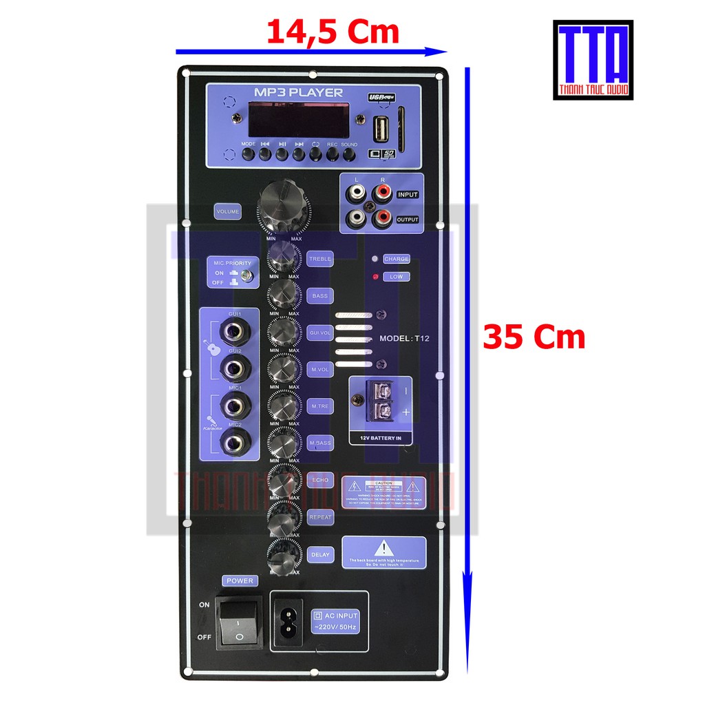 Mạch loa kéo 4 tấc đơn - 3 tấc đơn class D 180W - 14,5x35cm T12