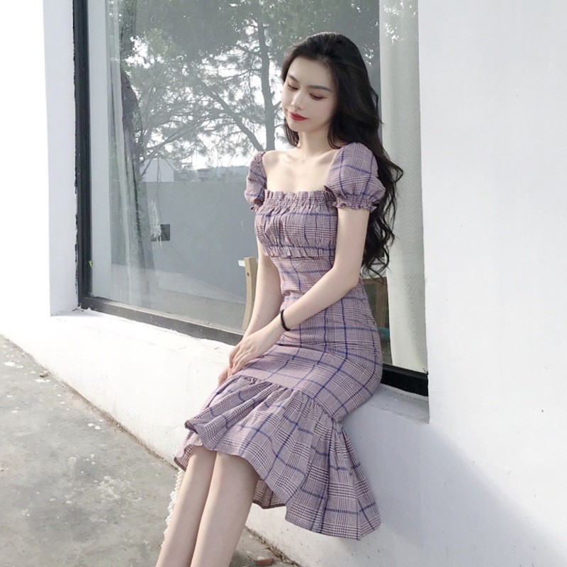 Đầm Đuôi Cá Dáng Dài Phong Cách Vintage Thanh Lịch Cho Nữ