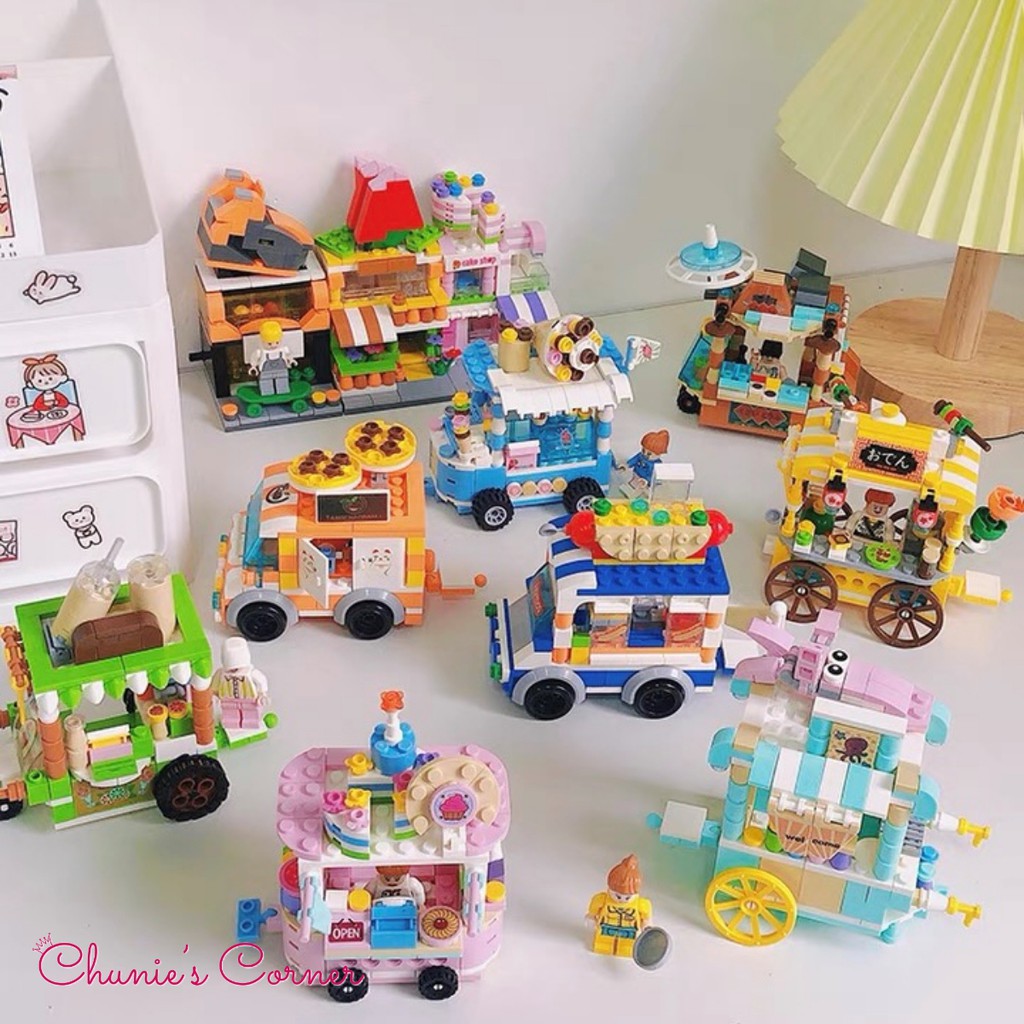 [Chunie] Mini Blocks- Đồ Chơi Mô Hình Lắp Ghép DIY Xe Đồ Đường Phố Decor Dễ Thương