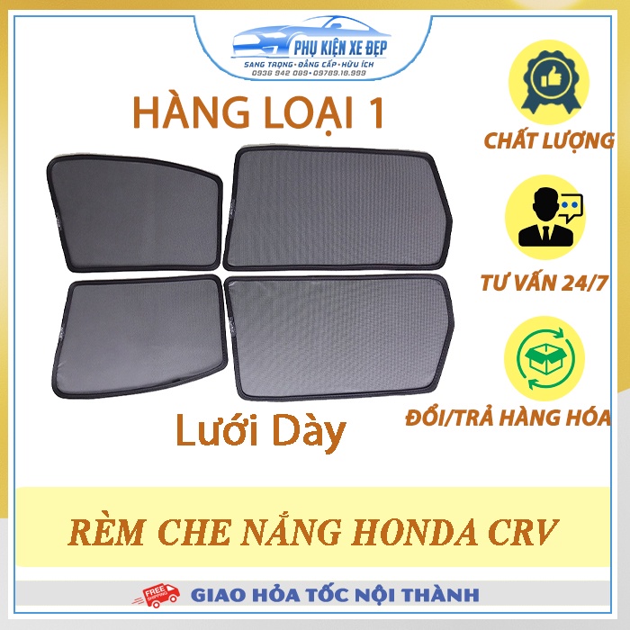 Rèm che nắng ô tô NAM CHÂM theo xe Honda CRV ⚡ HÀNG LOẠI 1 - LƯỚI DÀY ⚡ - Combo 4 tấm chắn nắng - VIỆT NAM SẢN XUẤT