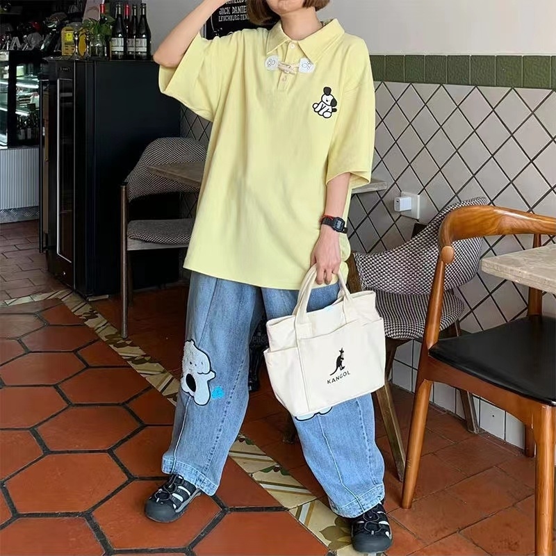 Áo polo Tay Ngắn Thêu Họa Tiết Mới Ngọt Ngào Thời Trang Mùa Hè Cho Nữ