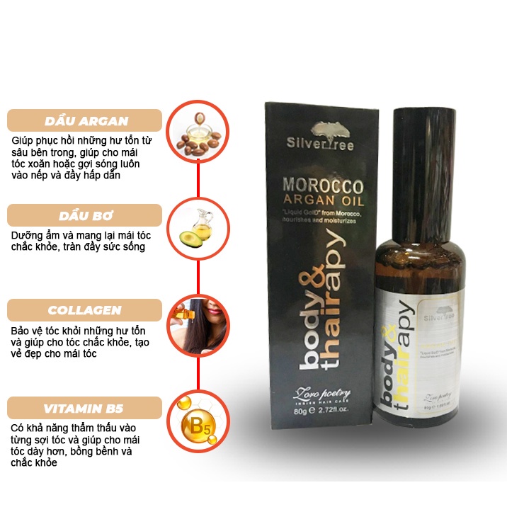 Tinh dầu dưỡng tóc morocco argan oil body & hair 80ml