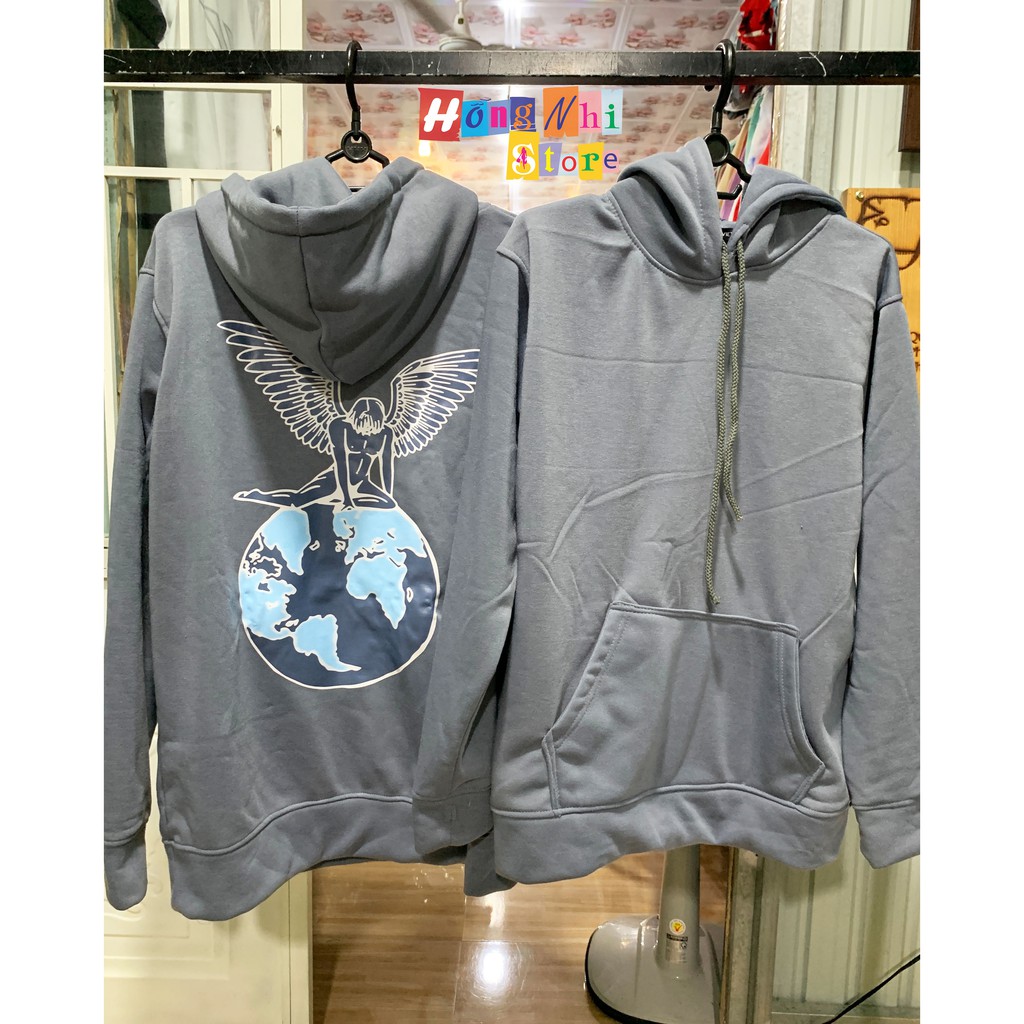 Áo Khoác Hoodie In Hình Angel Ulzzang Unisex Chất Nỉ Bông Cao Cấp Dáng Rộng Nam Nữ - MM