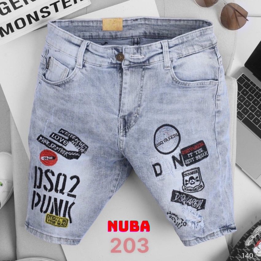 Quần short jean nam thêu cao cấp AT 203