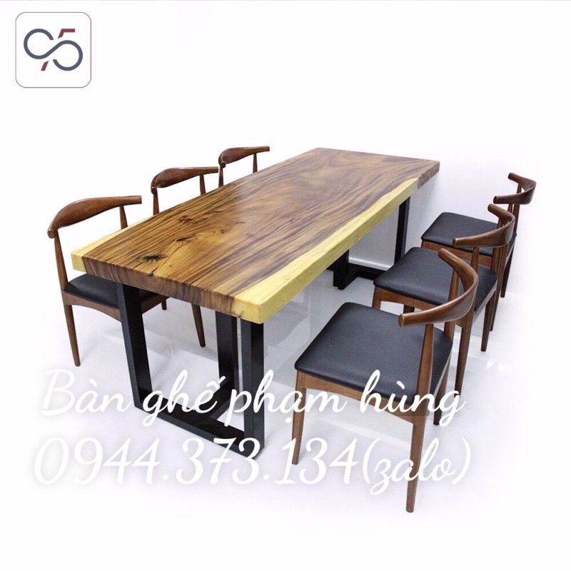 bộ bàn ghế phòng ăn 6 ghế mặt gỗ me Tây .