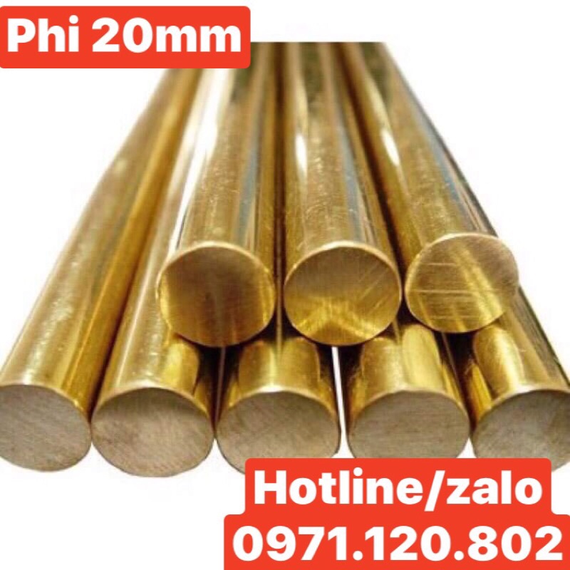 Đồng vàng cây tròn đặc phi 20mm