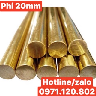 Đồng vàng cây tròn đặc phi 20mm dài 30cm -40cm-50cm