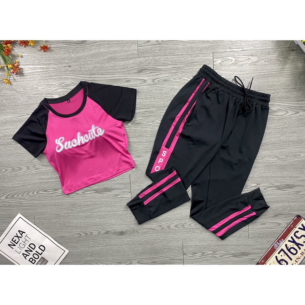 [ XẢ KHO ] Bộ Thể Thao Nữ Thun Co Giãn 4 Chiều Tập Gym Yoga Ecrobic