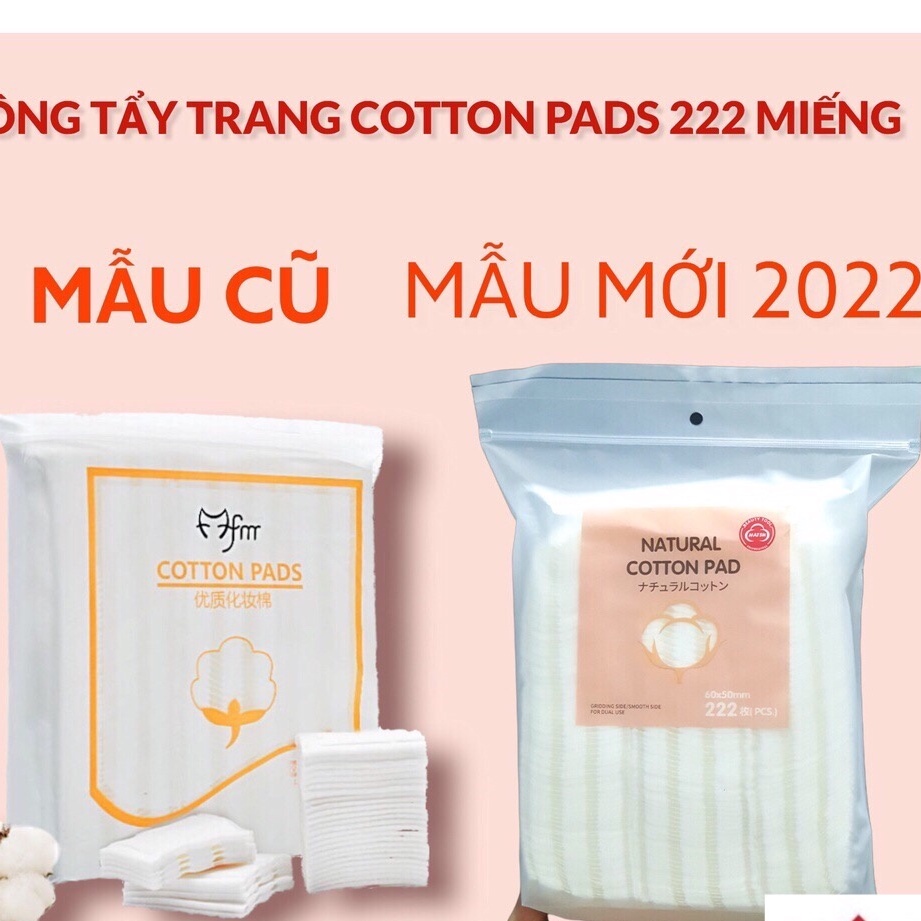 BÔNG TẨY TRANG NATURAL COTTON PADS NHẬT 222 MIẾNG ( MÂU MỚI 2022 )