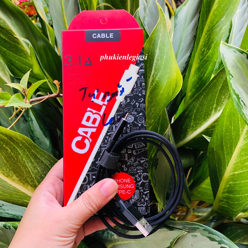 Cáp sạc tự ngắt báo Led dây bện dù